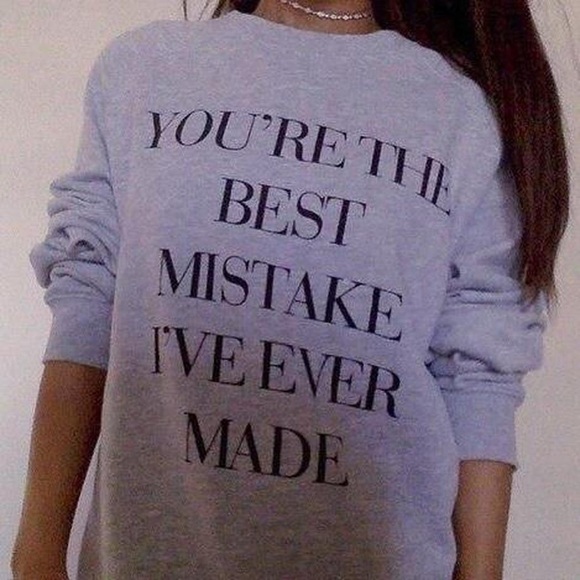Ariana Grande Merch Best Mistake Gray Crewneck Sweatershirt - Picture 1 of 4